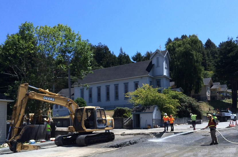 Water line replacement on Church St, Scotia, CA, 2014
