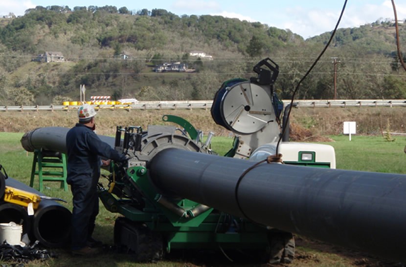 Fusion of 22-inch HDPE pipe