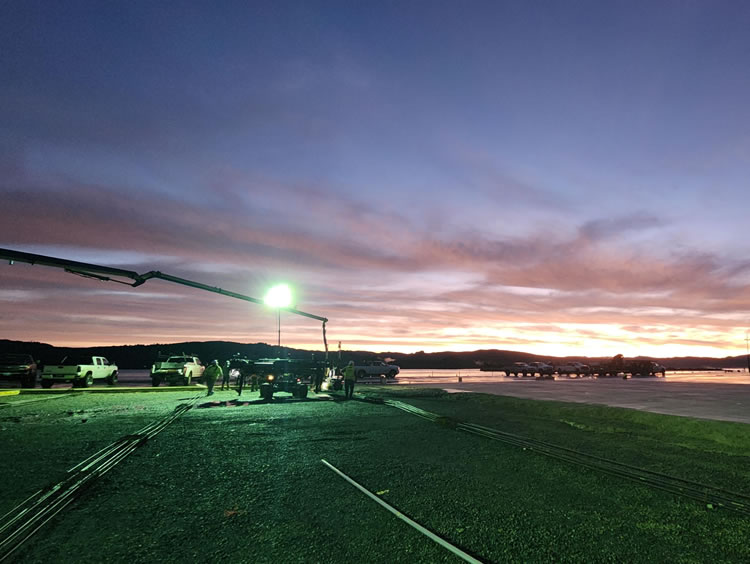 On-call testing technicians were also on-site at daybreak.