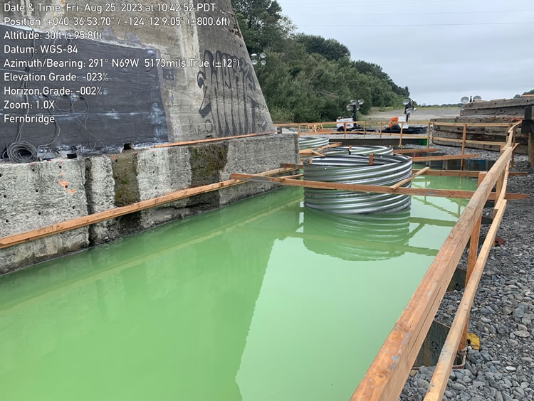 Concrete additives created dewatering wastewater that was sampled, pumped, and properly disposed without impacting the Eel River.