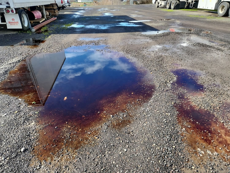Sheen and oil on surface water is indicative of unintentional releases of hydrocarbons.