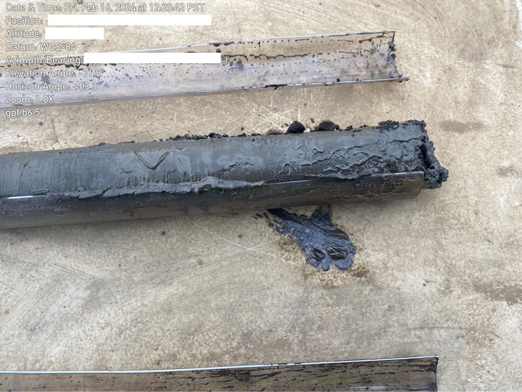 Geoprobe borings provided soil samples at 5-foot depth intervals; hydrocarbons are visually observed in this sample.