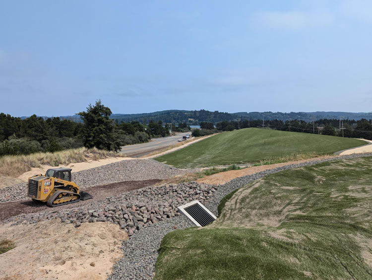 Cell 1 inlet structure and grading that will drain to it.