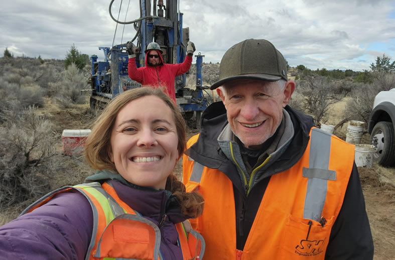 Geologist Alyssa Troia, PG, drilling with “Emeritus” geologist Roland Johnson, CEG.